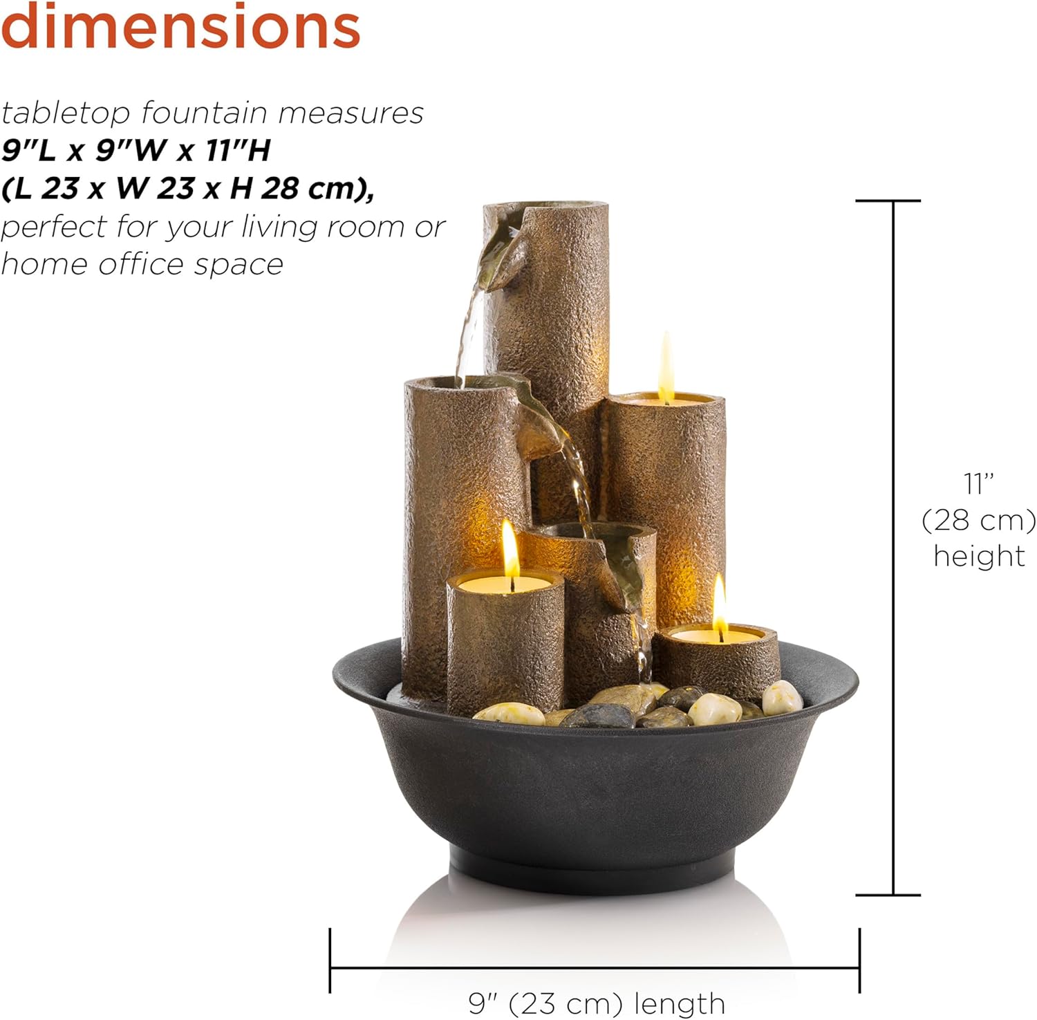 Tabletop Water Fountain with Tealight Holders (Cozy Accent)