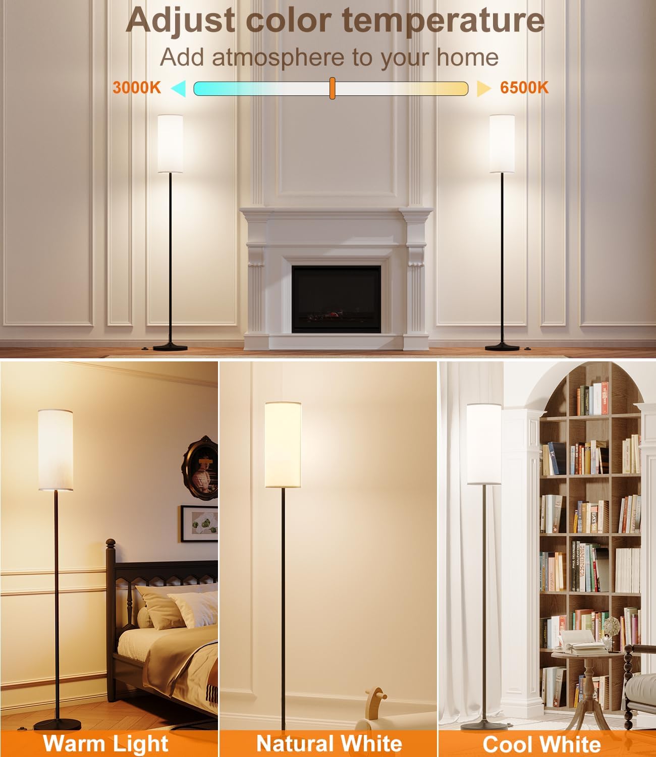 Dimmable Floor Lamp with Remote for Living Rooms